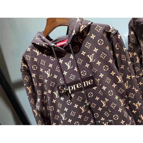 supreme louis vuitton hoodie brown